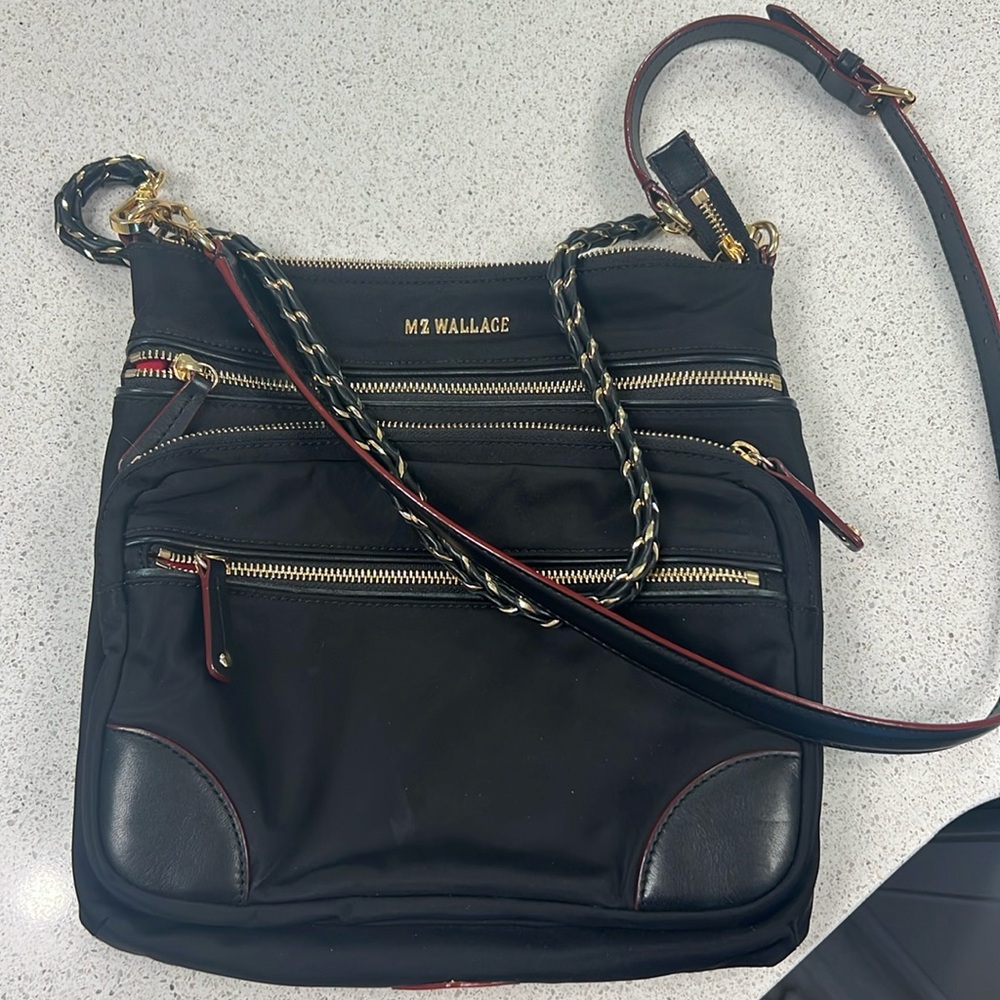MZ Wallace Crosby crossbody black with gold detail